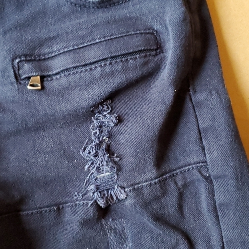 Platform 100 (p100) dark Navy blue distressed jeans sz 34 x 34 - Picture 5 of 12